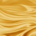 Luxury yellow gold background illustration with wavy draped folds of cloth, smooth silk texture with wrinkles and creases in flowi Royalty Free Stock Photo