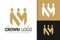 Elegant M Letter Crown Logo Design, brand identity logos vector, modern logo, Logo Designs Vector Illustration Template Royalty Free Stock Photo