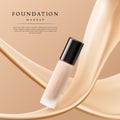 Elegant Makeup Advertising with Liquid Foundation Banner Template Royalty Free Stock Photo