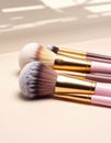 Elegant makeup brushes arranged on a soft surface, showcasing beauty tools Royalty Free Stock Photo