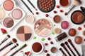 Elegant Makeup Palette Array, Beauty and Cosmetic Brushes Showcase