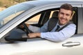Elegant male driver with a gorgeous smile Royalty Free Stock Photo