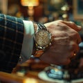 Elegant Man& x27;s Hand with Luxury Watch in Close-Up Royalty Free Stock Photo