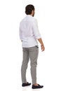 Elegant Man Standing Relaxed. Rear View