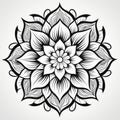 Elegant Mandala Line Drawing: Black And White Coloring Page Royalty Free Stock Photo