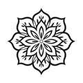 Minimalistic Mandala Flower Design On White Background