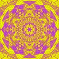 Elegant golden mandala in yellow and violet with star