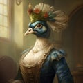 Elegant Manor: A Realistic Portrayal Of A Floralpunk Peacock Royalty Free Stock Photo