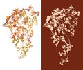 Autumn tree branches vector design set