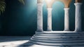 Elegant marble columns in serene setting