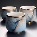 Elegant Marble Cups With Gold Trim And Subtle Blue Design Royalty Free Stock Photo