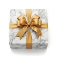 Elegant marble gift box with golden bow Royalty Free Stock Photo