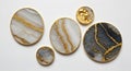 Elegant Marble and Gold Decor Plates Set in White Background Royalty Free Stock Photo