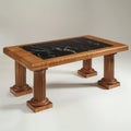 Elegant Marble-Top Wooden Table Royalty Free Stock Photo