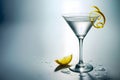 Elegant Martini Glass with Lemon Twist and Ice