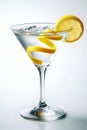 Elegant Martini Glass with Lemon Twist and Ice