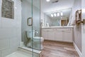 Elegant master bathroom with double vanity cabinet