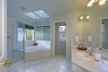 Elegant bathroom with skylight. Royalty Free Stock Photo