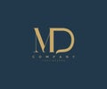 Elegant MD Letter Linked Monogram Logo Design