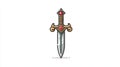 Elegant Medieval Sword with Gemstone and Intricate Design Elements Royalty Free Stock Photo