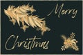 Elegant merry christmas card with gold pattens - vector illustration