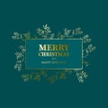 Elegant Merry Christmas and New Year Card with Pine Wreath, Winter plants design illustration for greetings, invitation