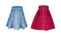 Elegant midi skirts set. Fashion female apparel cartoon vector illustration Royalty Free Stock Photo