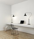 Elegant minimal white home office