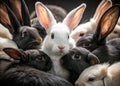 Elegant Minimalist Grooming of White and Black Rabbits A Study in Pure Beauty and Detail Captured in a Royalty Free Stock Photo