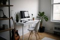 Elegant Minimalist Home Office with Desk and Accessories
