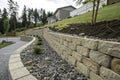 Elegant Minimalist Retaining Wall for Slope Stabilization and Backyard Enhancement A Modern Hardscape Solution with Royalty Free Stock Photo