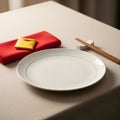Elegant Table Setting with Empty Plate and Chopsticks Royalty Free Stock Photo