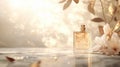 An elegant and minimalistic background for displaying luxury perfume bottles.Generative AI Illustration Royalty Free Stock Photo