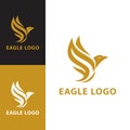 Elegant Modern Abstract Eagle or Falcon Flying with Golden Color For Business