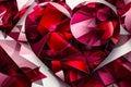 An elegant and modern abstract heart design for Valentine's Day, featuring geometric shapes in various shades of red.