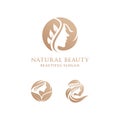 Elegant modern beauty woman hair style stylized silhouette, beauty salon logo template Royalty Free Stock Photo