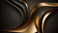 Elegant modern Black and golden abstract waves and curves on black background. AI generated