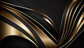 Elegant modern Black and golden abstract waves and curves on black background. AI generated