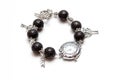 Elegant and modern bracelet made from volcanic lava rock with silver