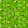 Elegant geometric modern continuous ornament in green and lime triangles