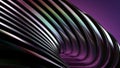 Elegant and Modern 3D Rendering image background of an enlarged, bent beveled metal plate in a purple rainbow