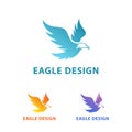 Elegant Modern Eagle Falcon Bird Flying with 3 colors Illustration Design Concept.eps