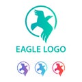 Elegant Modern Eagle Flying Logo With Circle Concept Vector Design