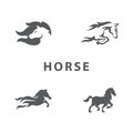 Elegant Vector Set Illustration Mustang Horse Inspiration Design Concept Black on White Royalty Free Stock Photo