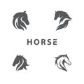 Elegant Modern Illustration Set Horse Collection Design Inspiration Black on White Royalty Free Stock Photo