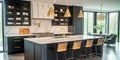 Elegant Modern Kitchen Design with Black and White Cabinetry Creating a Luxurious Atmosphere Royalty Free Stock Photo