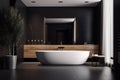 furniture home interior bathroom modern bathtub luxury wood design marble black. Generative AI. Royalty Free Stock Photo