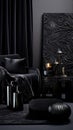 Elegant Modern Living Room with Luxurious Dark Decor Royalty Free Stock Photo