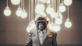 Elegant Monkey in Suit Under Bright Lights