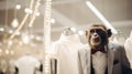 Elegant Monkey in Suit Under Bright Lights